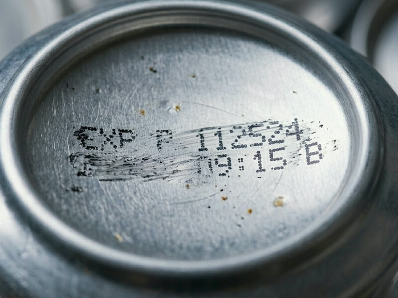 Erasable inkjet marking on the can's bottom